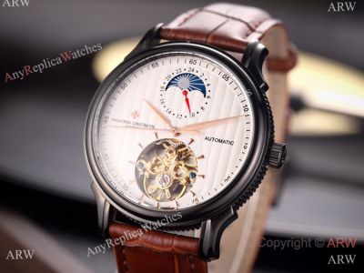 Vacheron Constantin Geneve Watch Black Case Brown Leather band